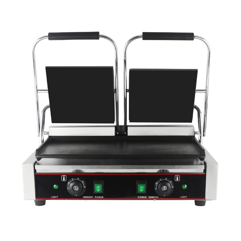 Máquina de cozinha elétrica comercial de aço inoxidável com placas duplas Panini Grill